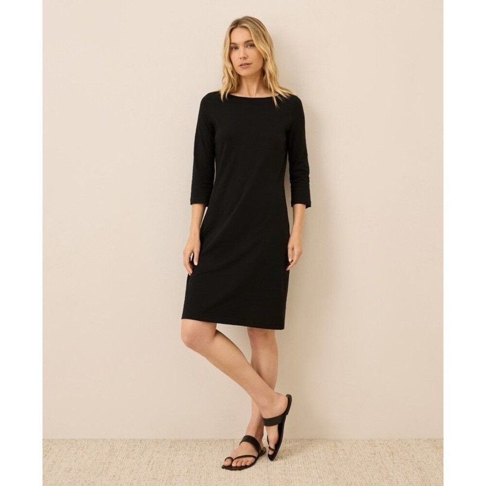 Pact Women’s Black Softspun Boat Neck Dress XL cotton